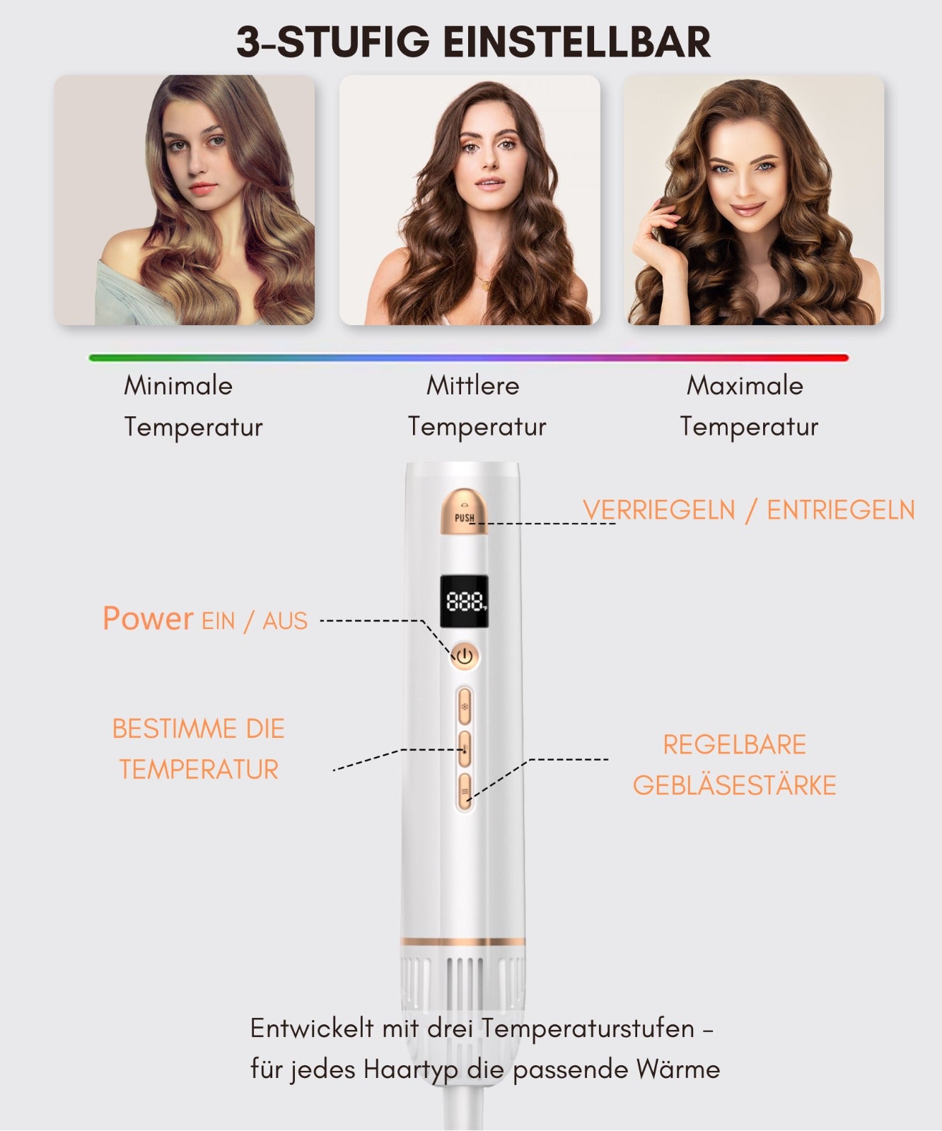Airstyler Pro 6-in-1  Luxus Haarstyler für Frauen mit Airwrap-Technologie, Föhn, Lockenstab, Glättbürste & Rundbürste | Inkl. eleganter Aufbewahrungsbox