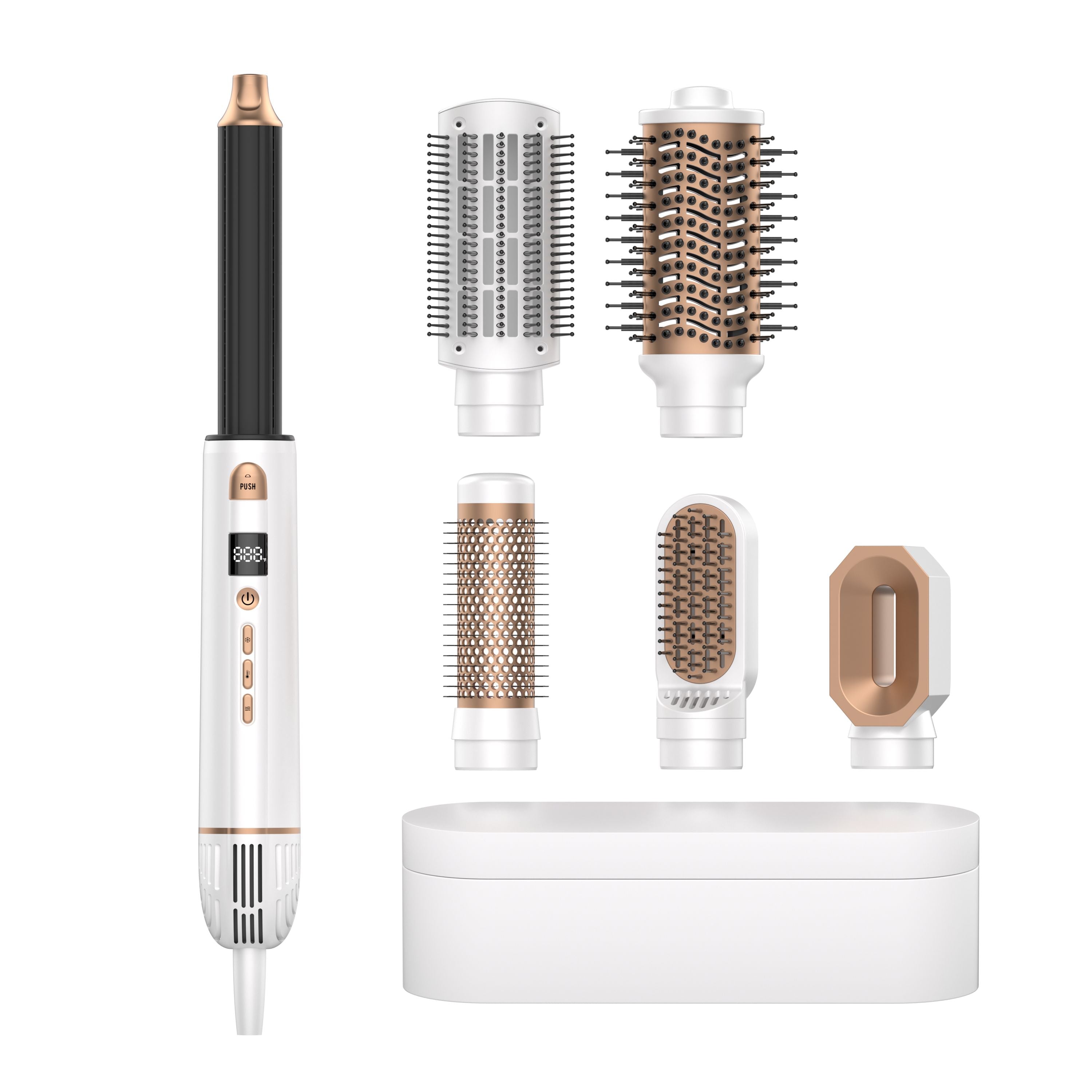 Airstyler Pro 6-in-1  Luxus Haarstyler für Frauen mit Airwrap-Technologie, Föhn, Lockenstab, Glättbürste & Rundbürste | Inkl. eleganter Aufbewahrungsbox